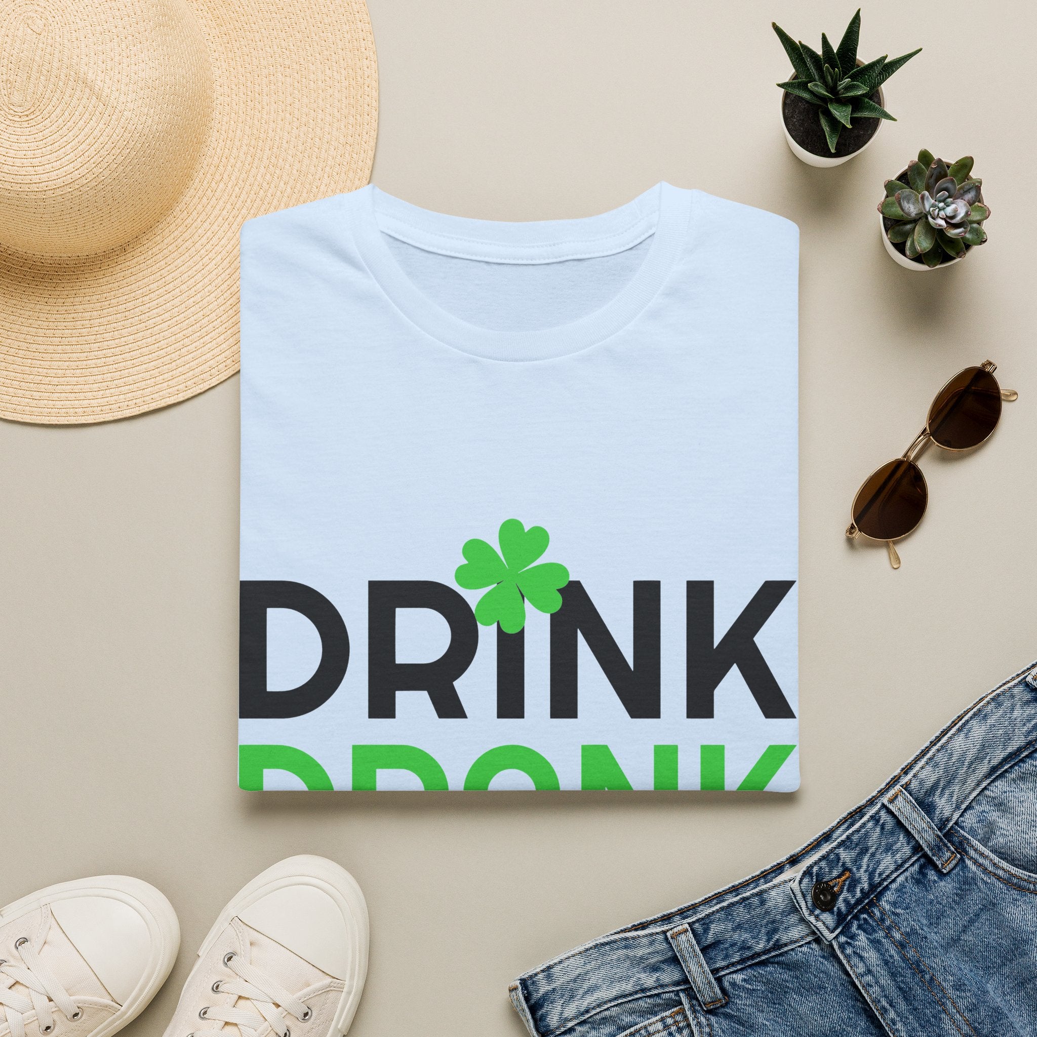 Drink Drank Drunk St. Patrick’s Day T-Shirt — Shamrock & Horseshoe Party Tee