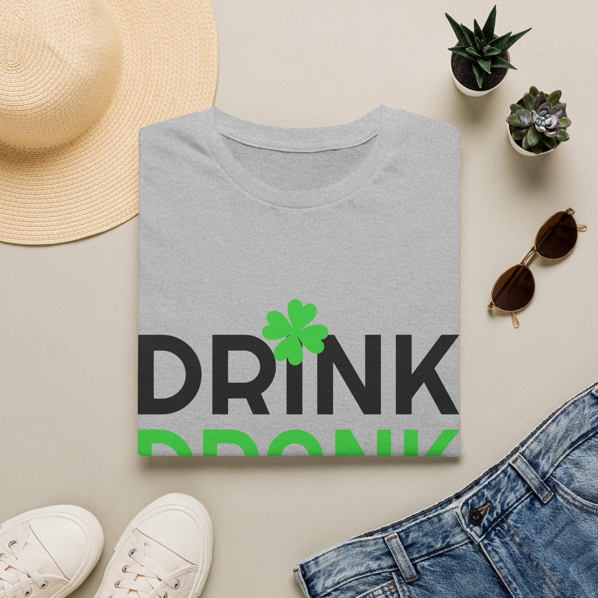 Drink Drank Drunk St. Patrick’s Day T-Shirt — Shamrock & Horseshoe Party Tee